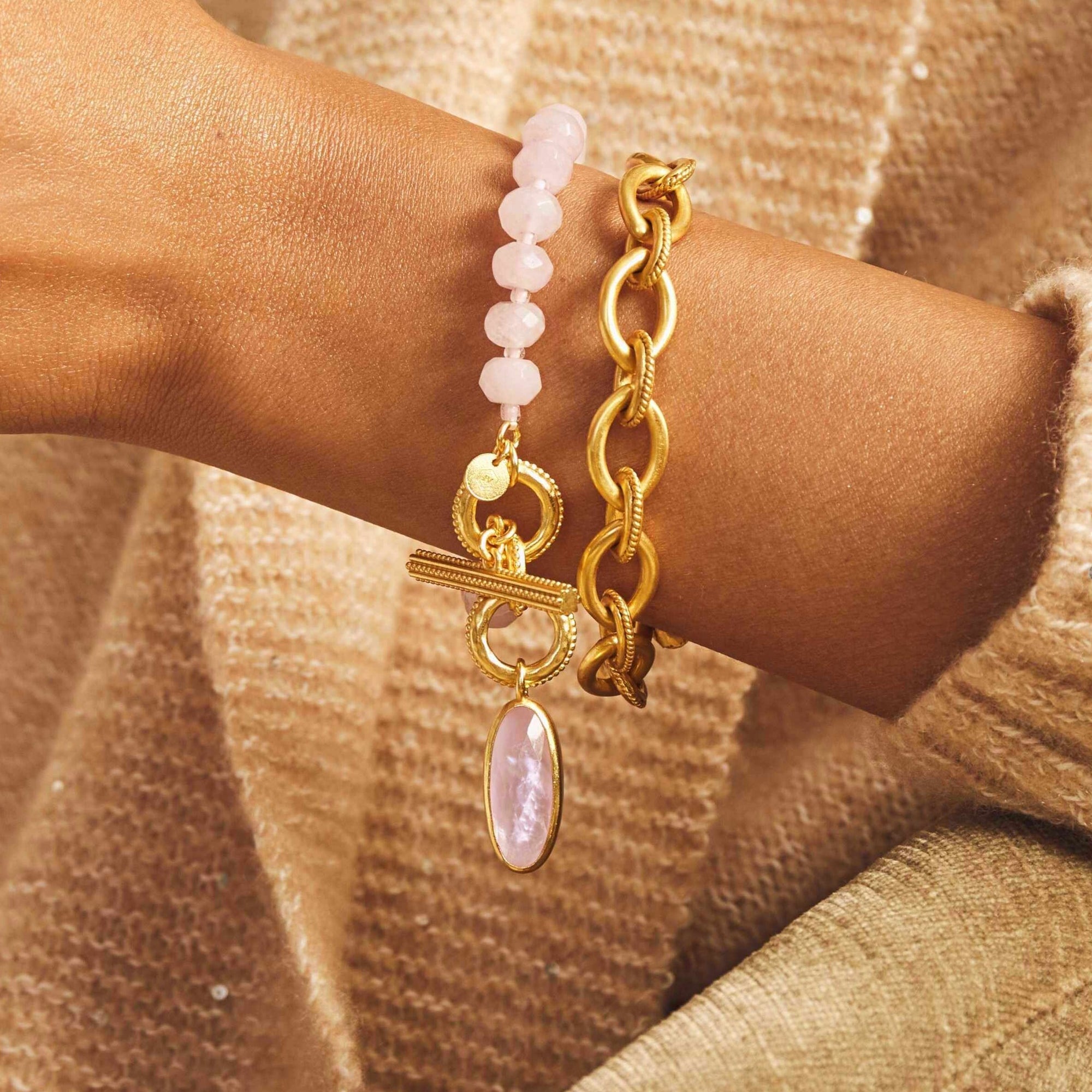 Dress Choice Pink Hearts Bracelet Glass Beads Charm Bracelet