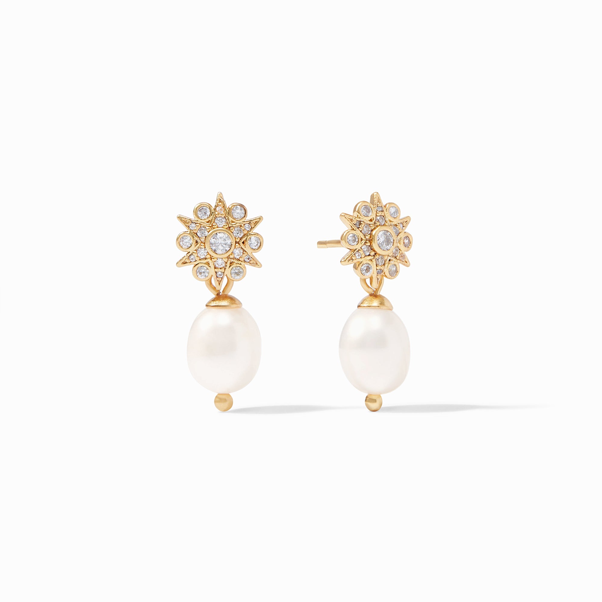 Alice - Crystal pearls tapered cascading crystal clear stud