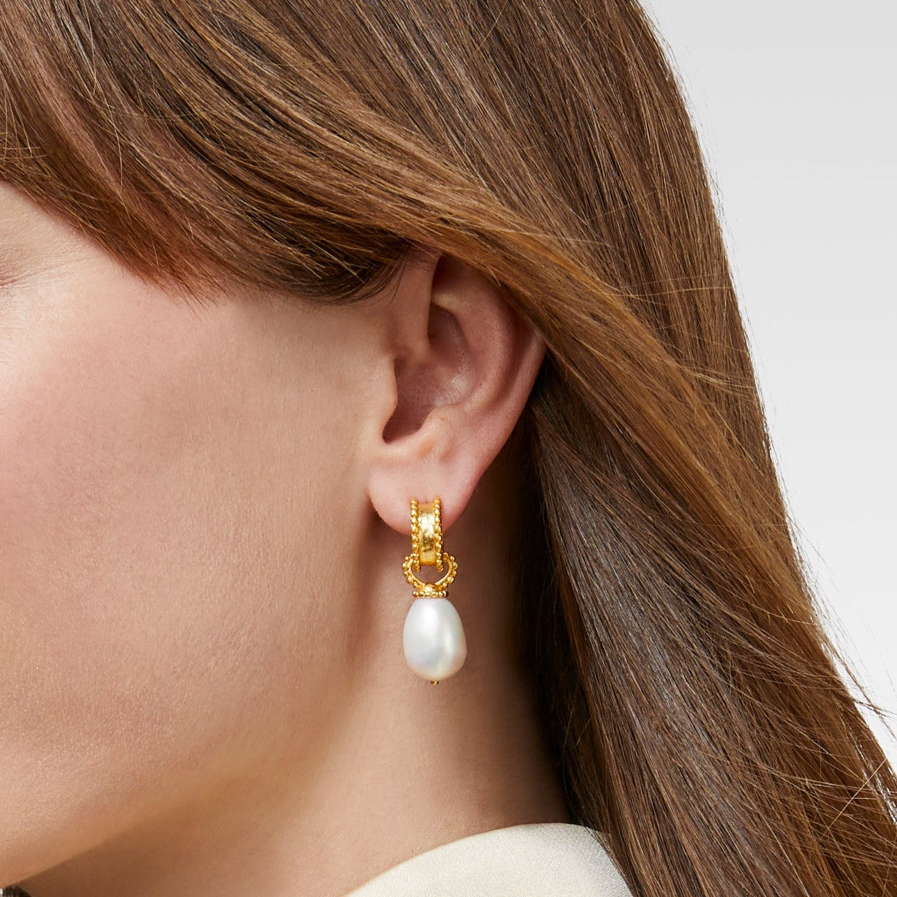 Louis Vuitton Charm and Pearl Yellow Gold Hoop Earrings – Opulent