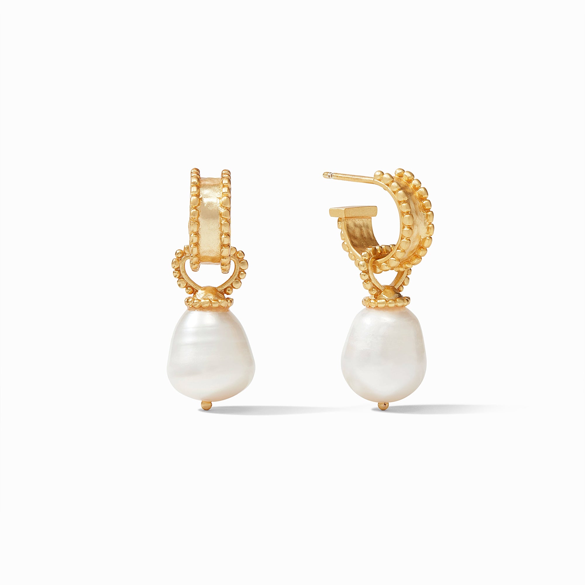 Louis Vuitton Charm and Pearl Yellow Gold Hoop Earrings – Opulent