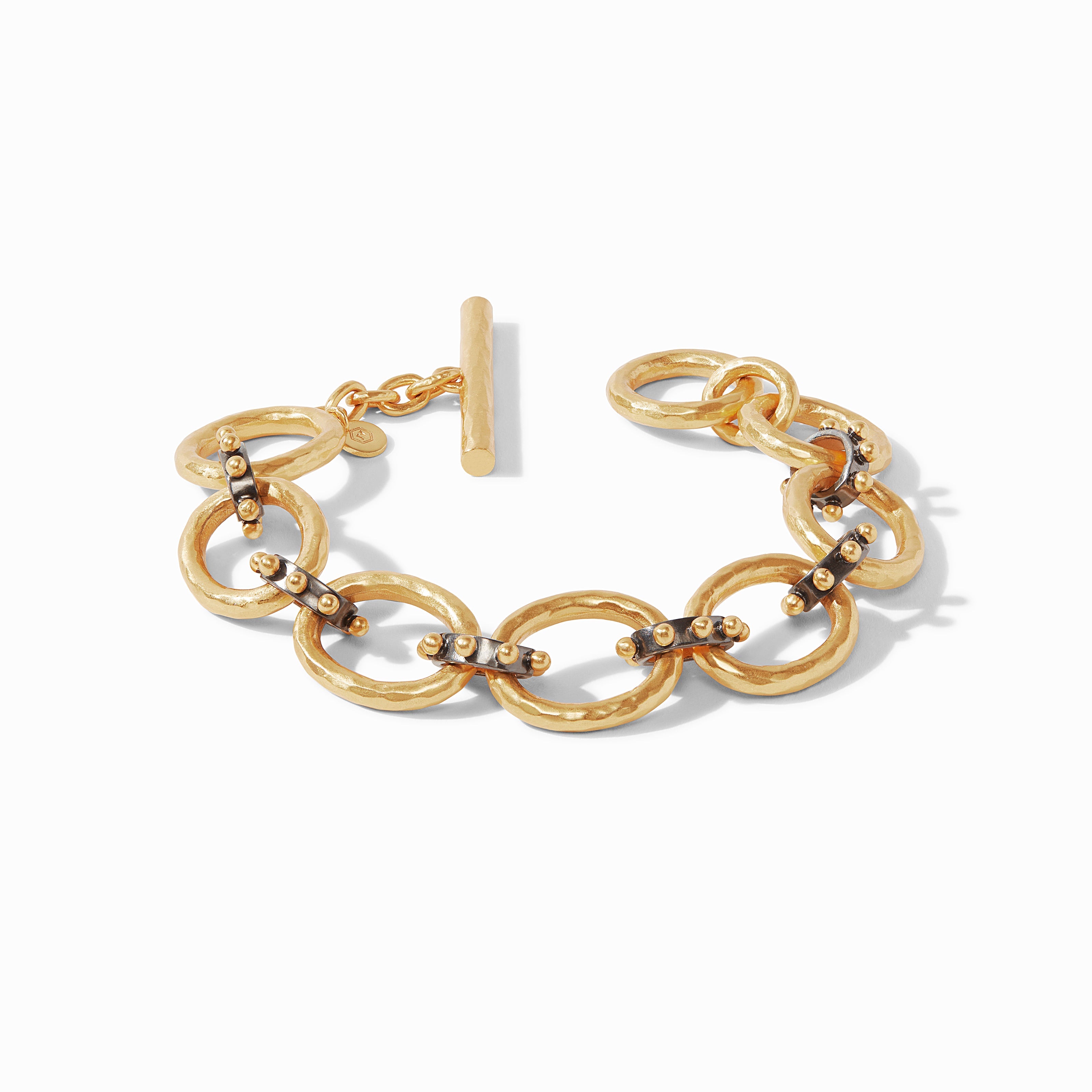 Curb and Paper Clip Chain Toggle Bracelet gold