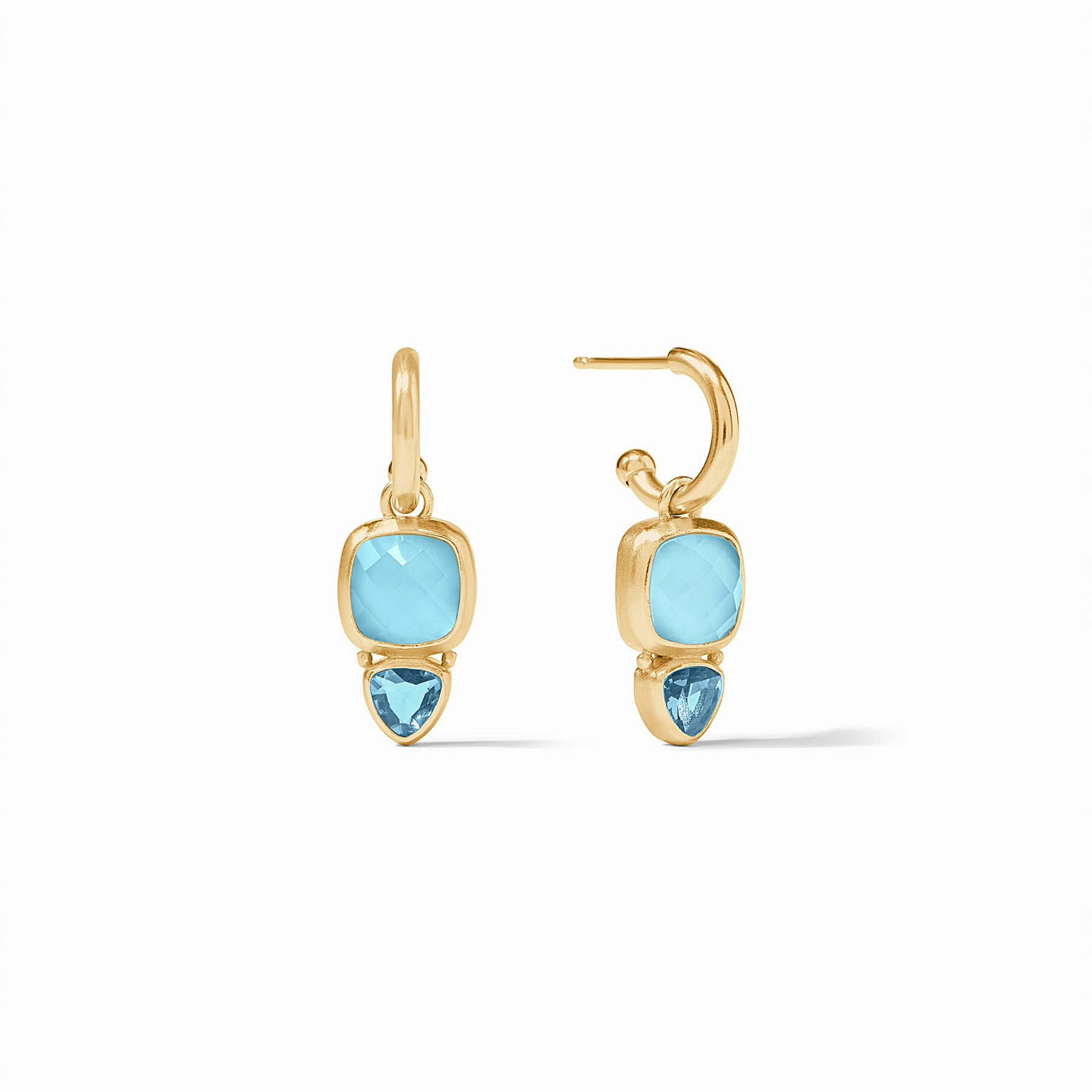 Julie Vos - Aquitaine Duo Hoop &amp; Charm Earring, Iridescent Capri Blue