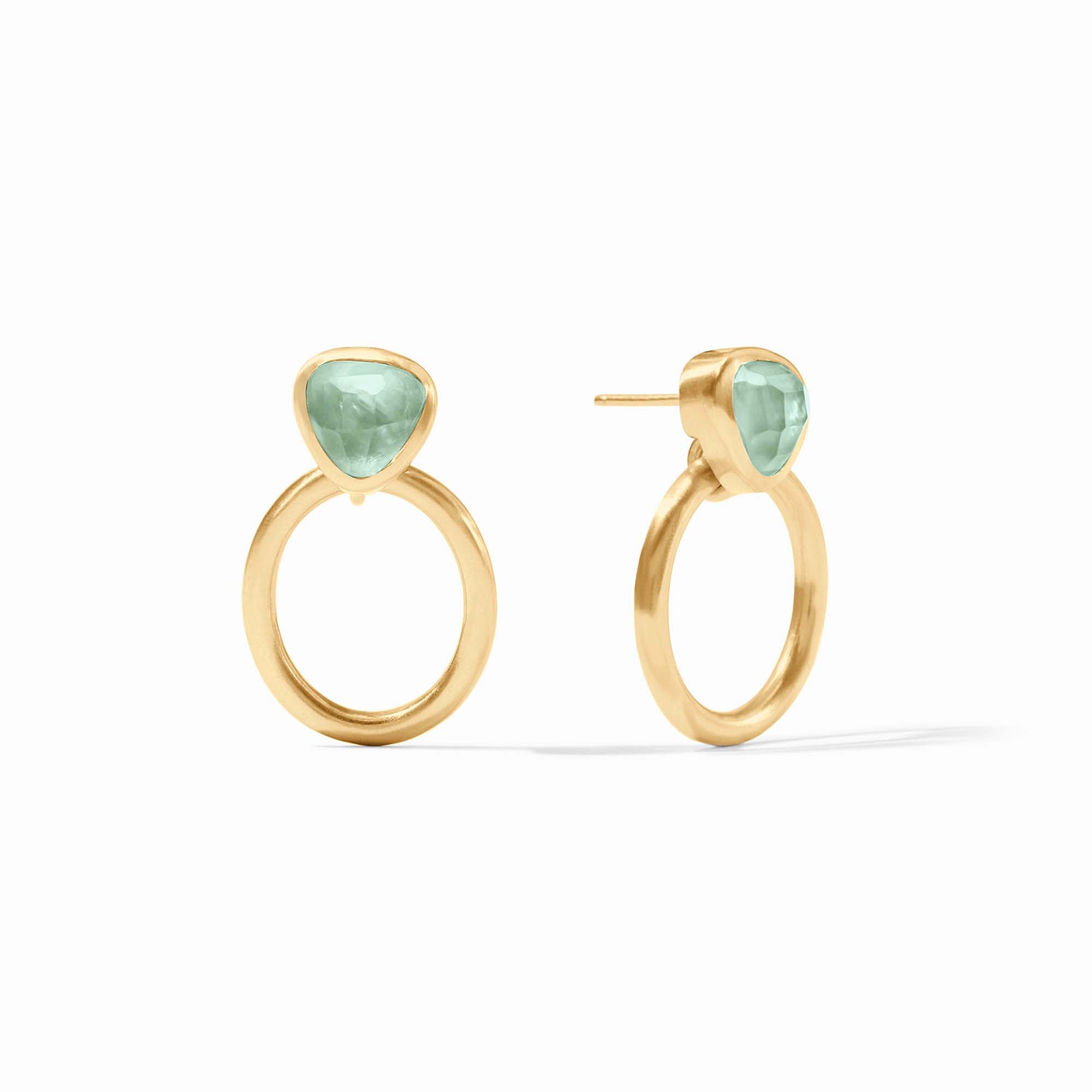 Julie Vos - Aquitaine Demi Doorknocker Earring, Iridescent Aquamarine Blue