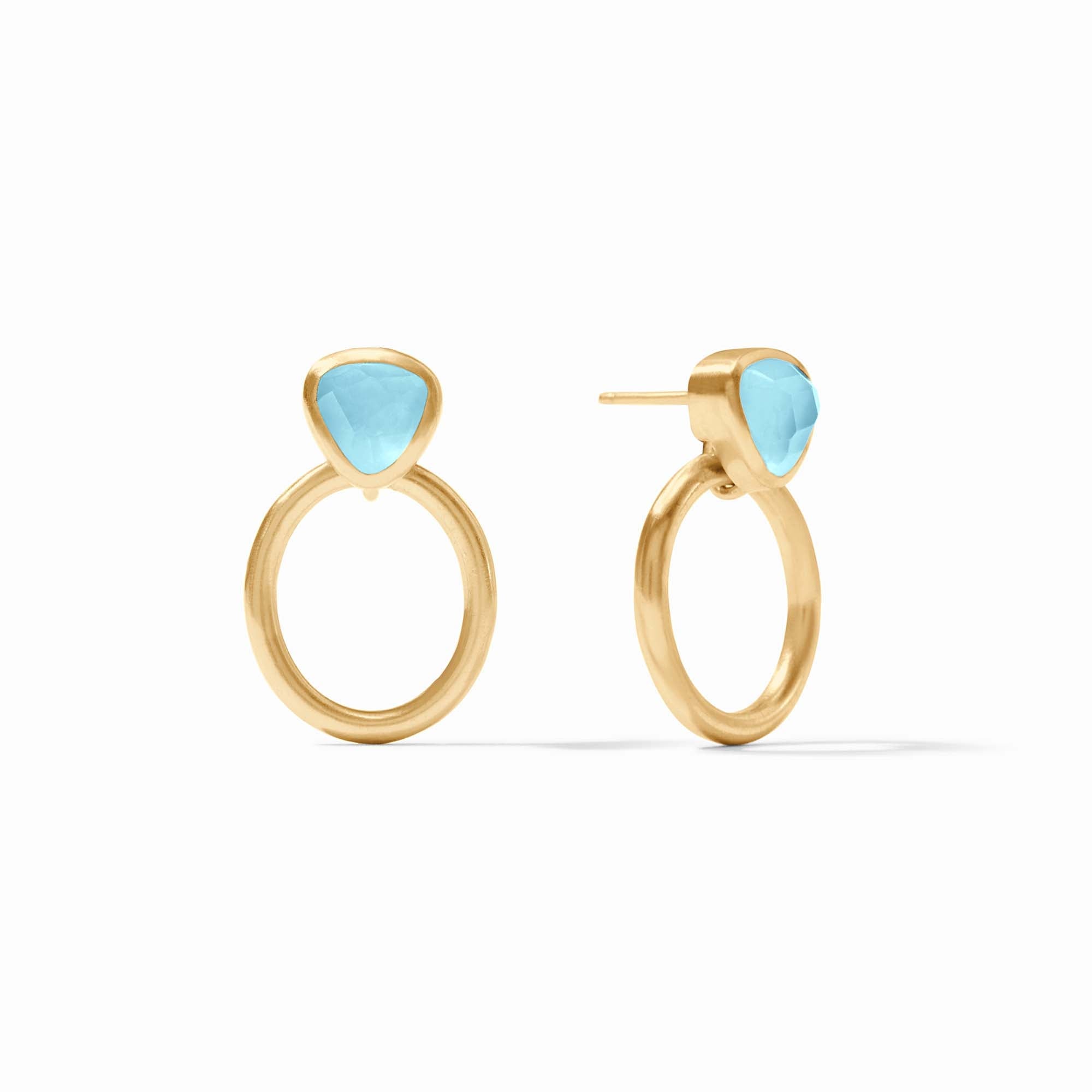 Julie Vos - Aquitaine Demi Doorknocker Earring, Iridescent Capri Blue