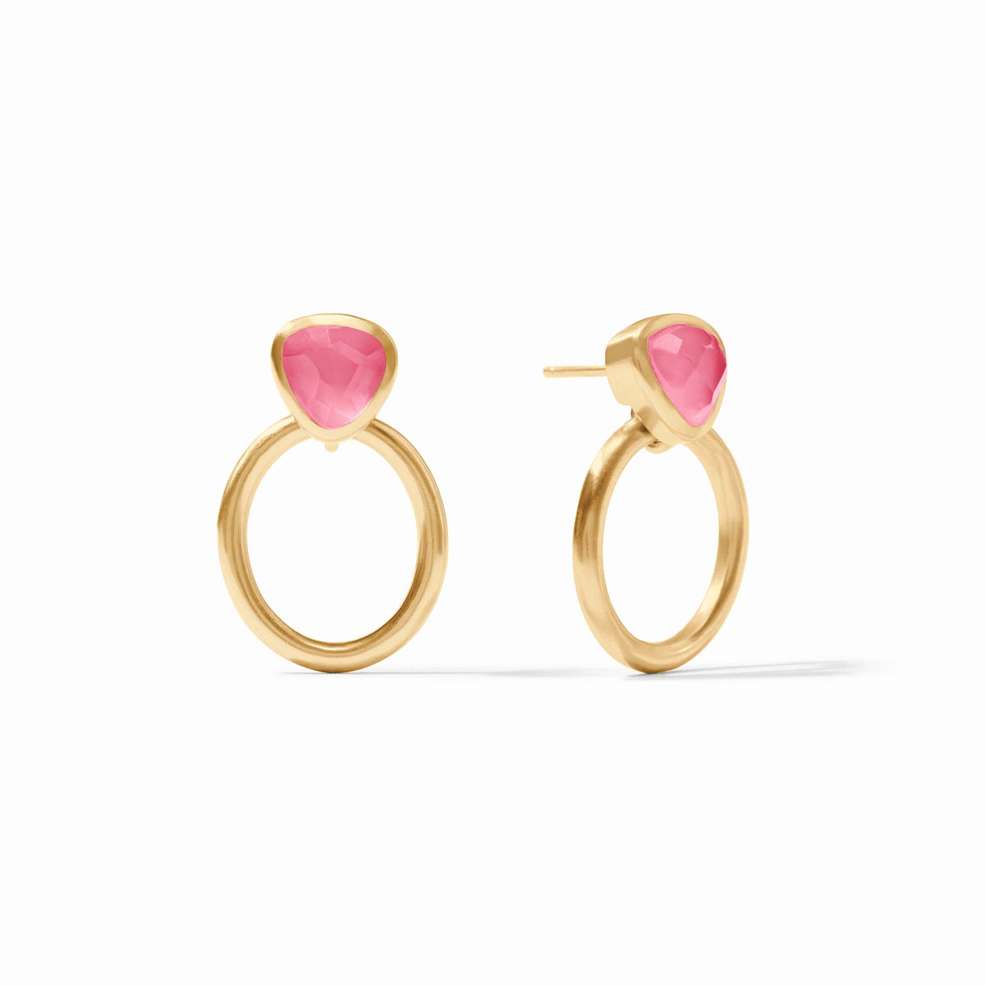 Julie Vos - Aquitaine Demi Doorknocker Earring, Iridescent Peony Pink