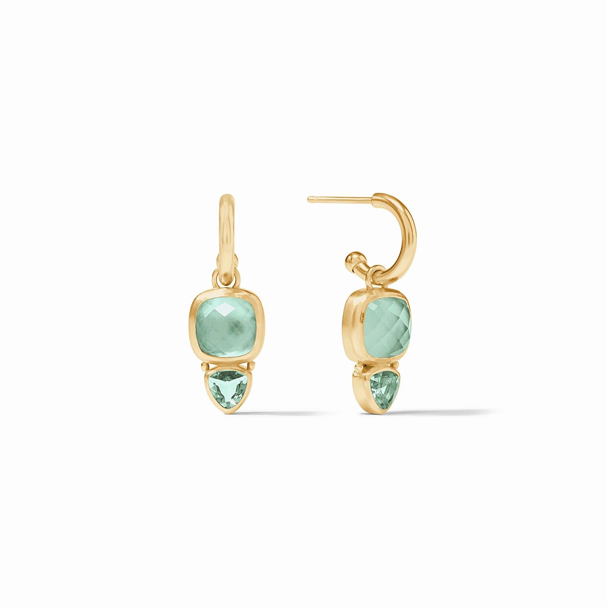 Julie Vos - Aquitaine Duo Hoop &amp; Charm Earring, Iridescent Aquamarine Blue