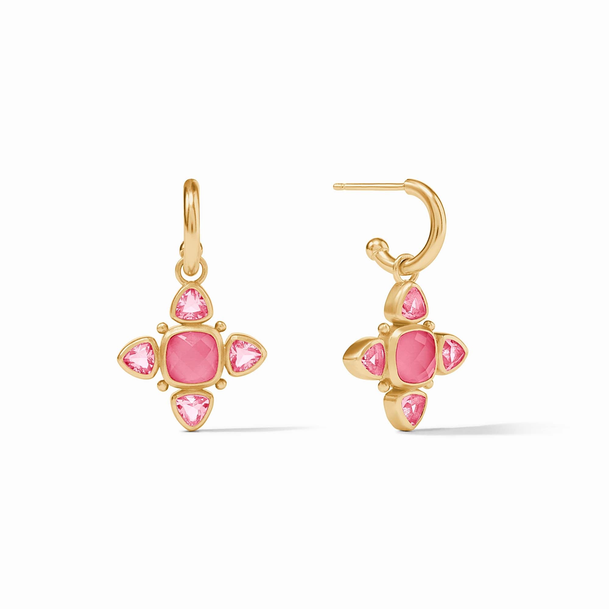 Julie Vos - Aquitaine Hoop &amp; Charm Earring, Iridescent Peony Pink