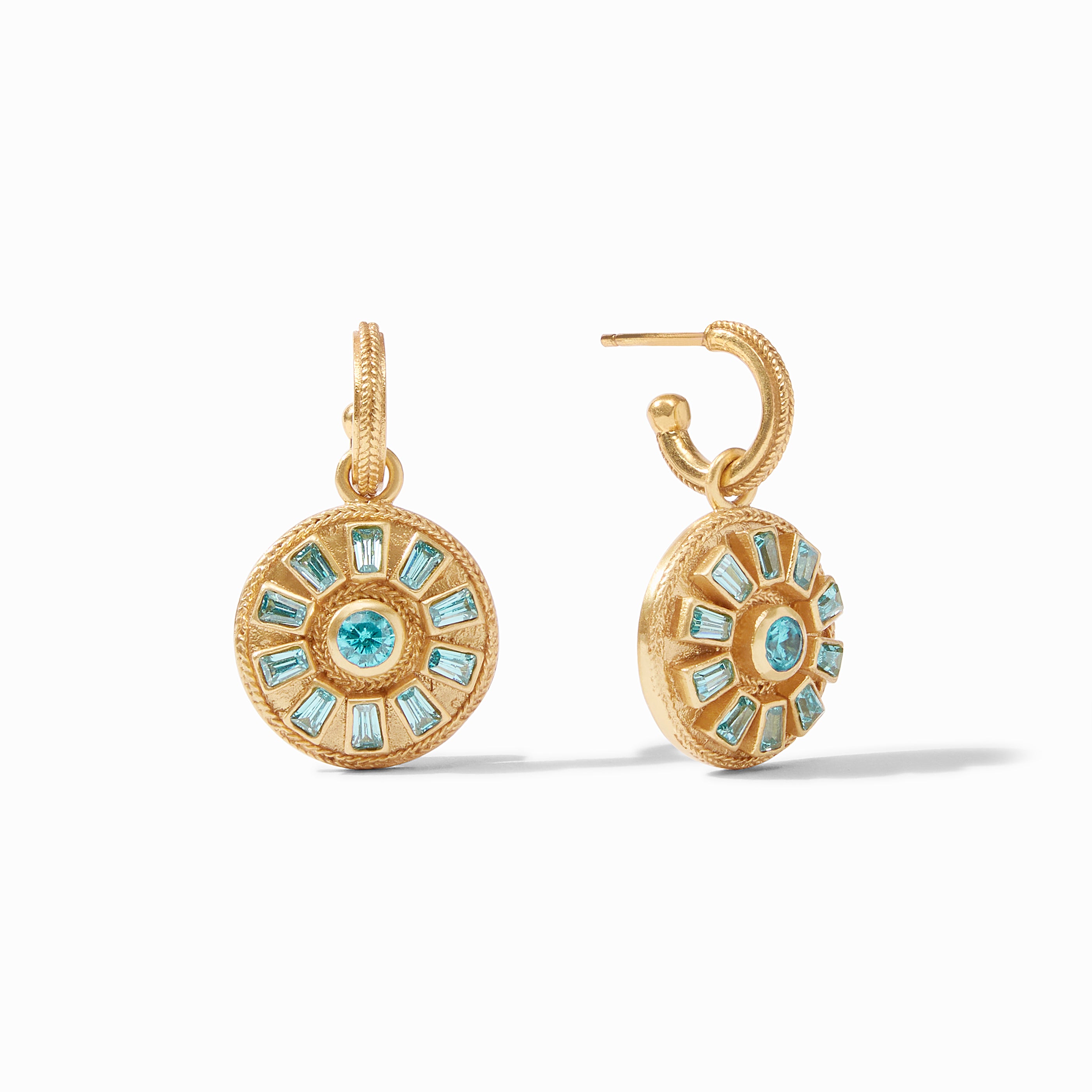 Aurora Hoop and Charm Earring in Bahamian Blue