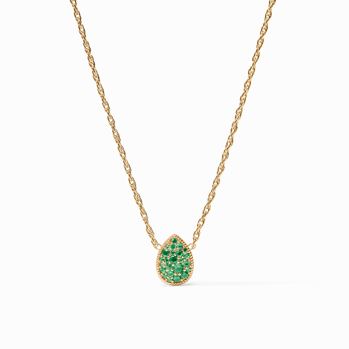 Birthstone Teardrop Delicate Necklace - Emerald - May