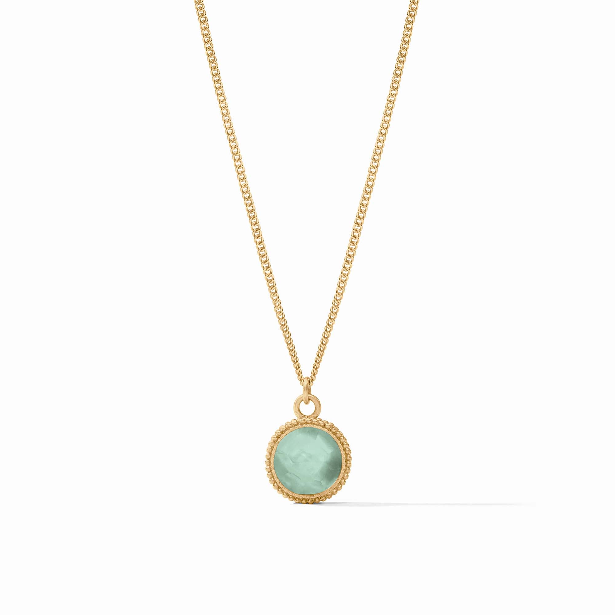 Julie Vos - Fleur-de-Lis Solitaire Necklace, Iridescent Aquamarine Blue