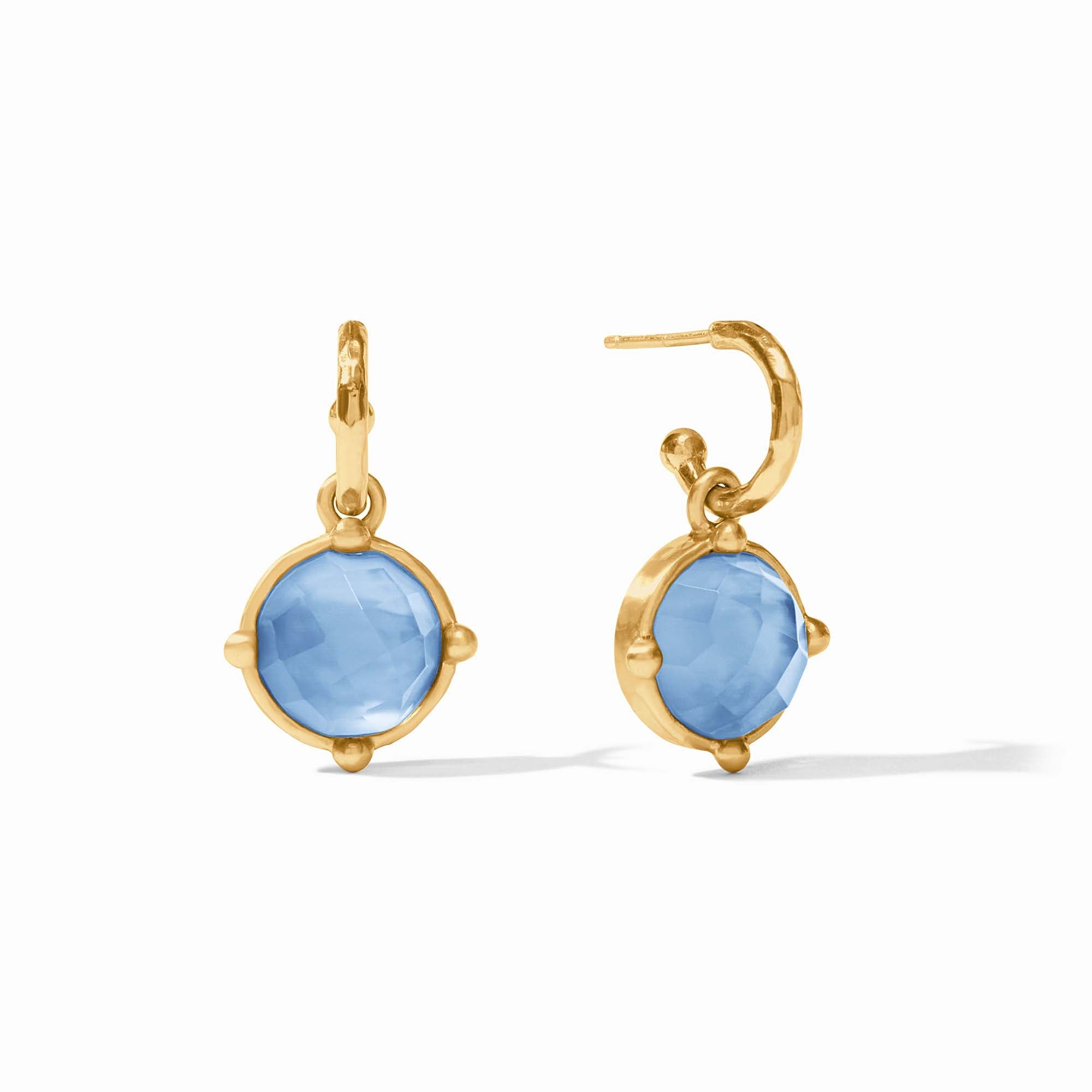 Julie Vos - Honeybee Hoop &amp; Charm Earring, Iridescent Chalcedony Blue