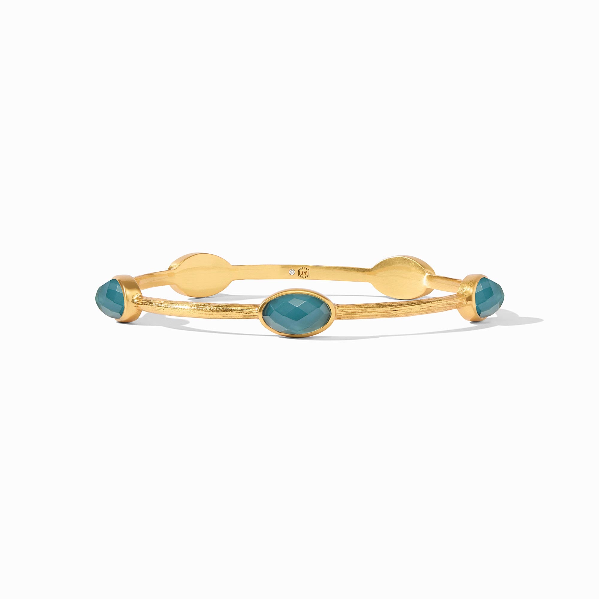 Julie Vos - Ivy Stone Bangle, Iridescent Peacock Blue / Large