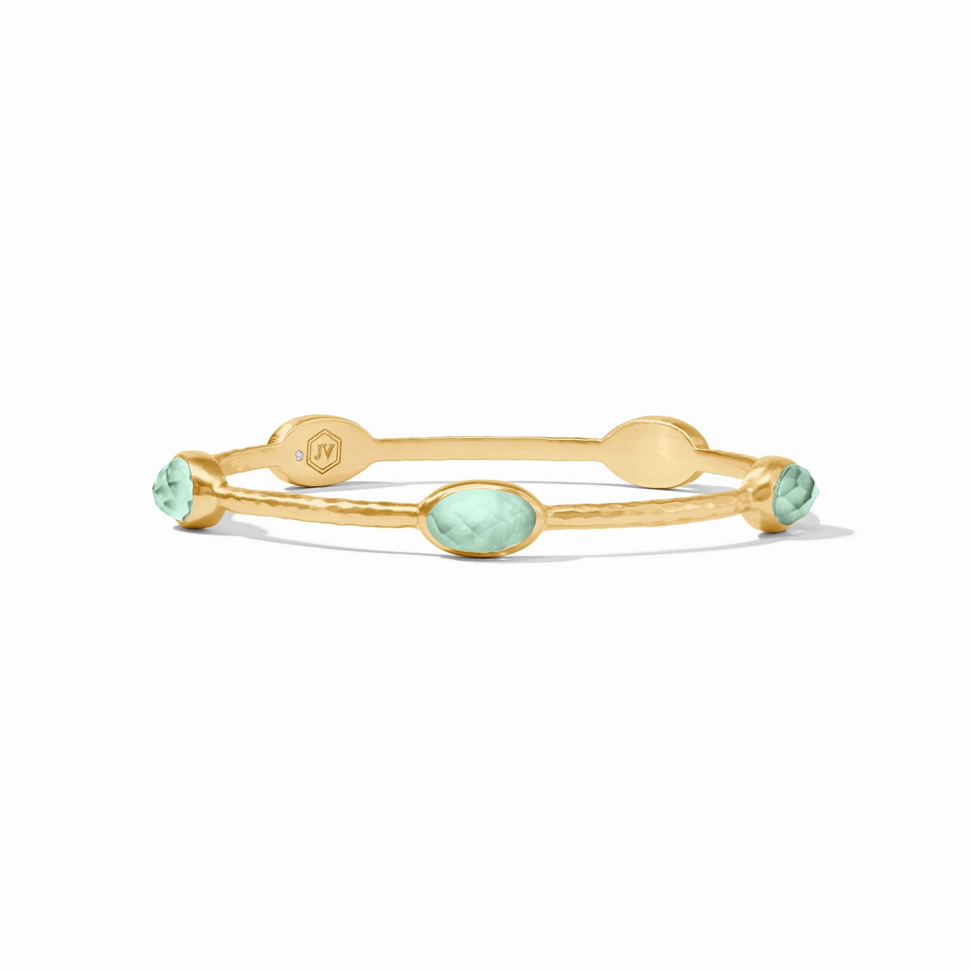 Julie Vos - Ivy Stone Bangle, Iridescent Aquamarine Blue / Large