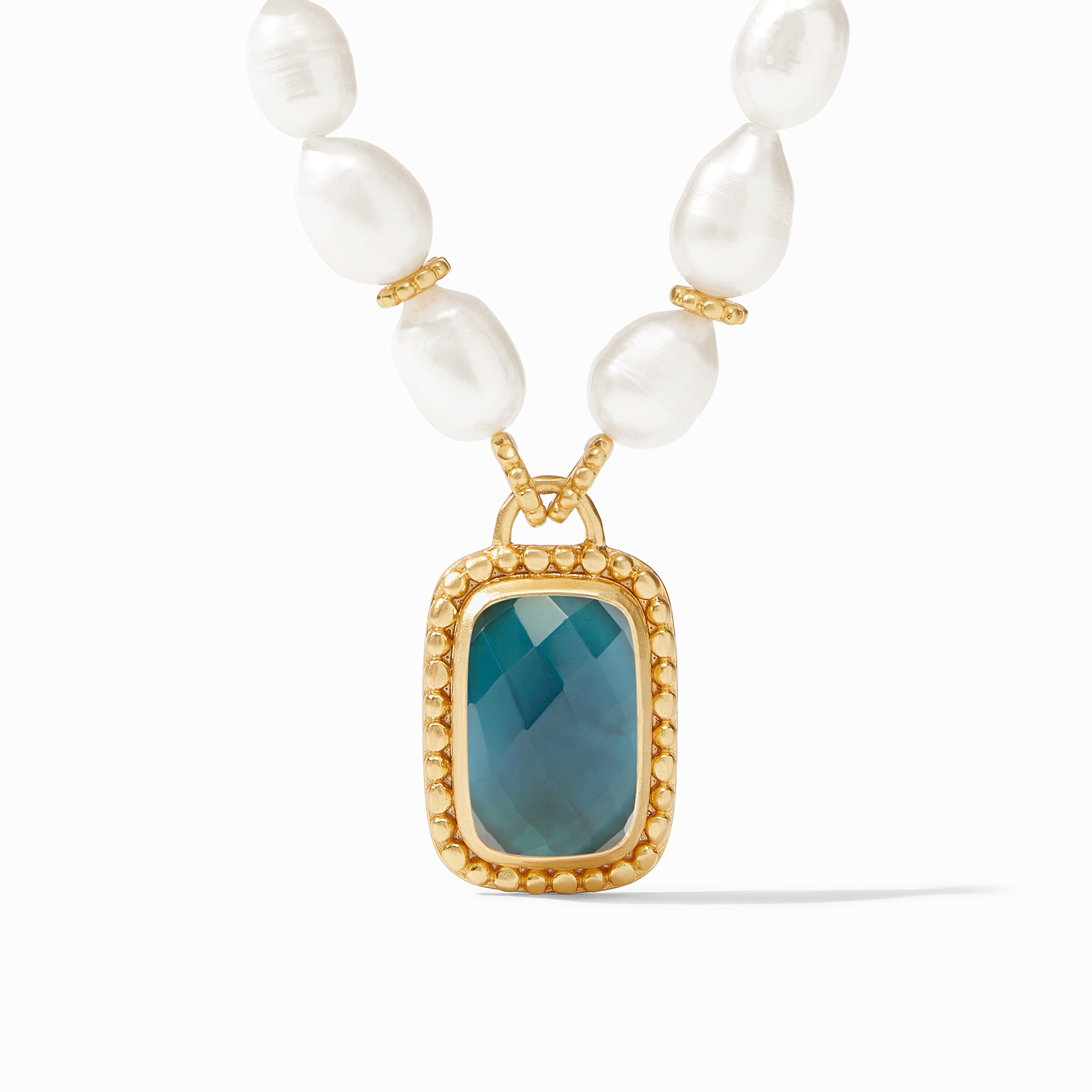 Julie Vos - Marbella Statement Necklace, Iridescent Peacock Blue