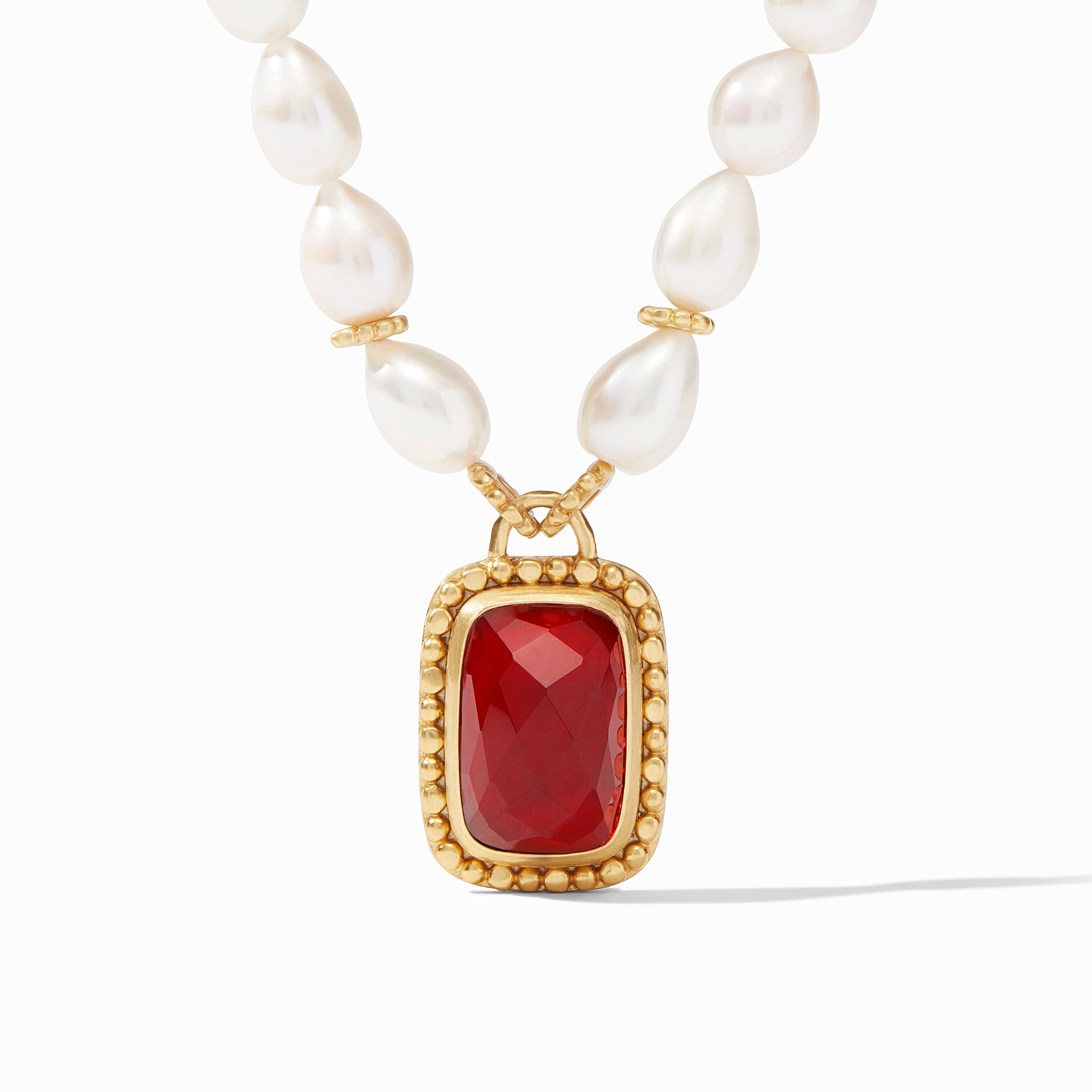 Julie Vos - Marbella Statement Necklace, Iridescent Ruby Red