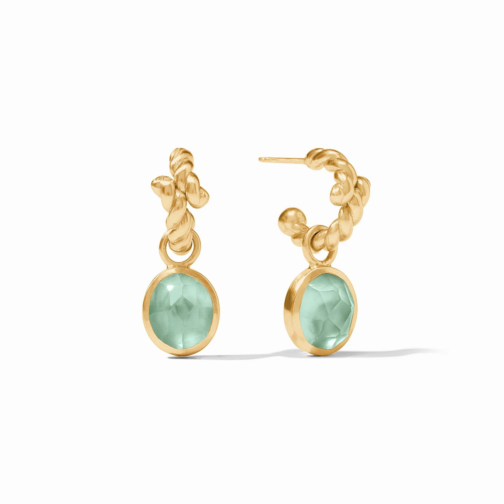 Julie Vos - Nassau Hoop &amp; Charm Earring, Iridescent Aquamarine Blue