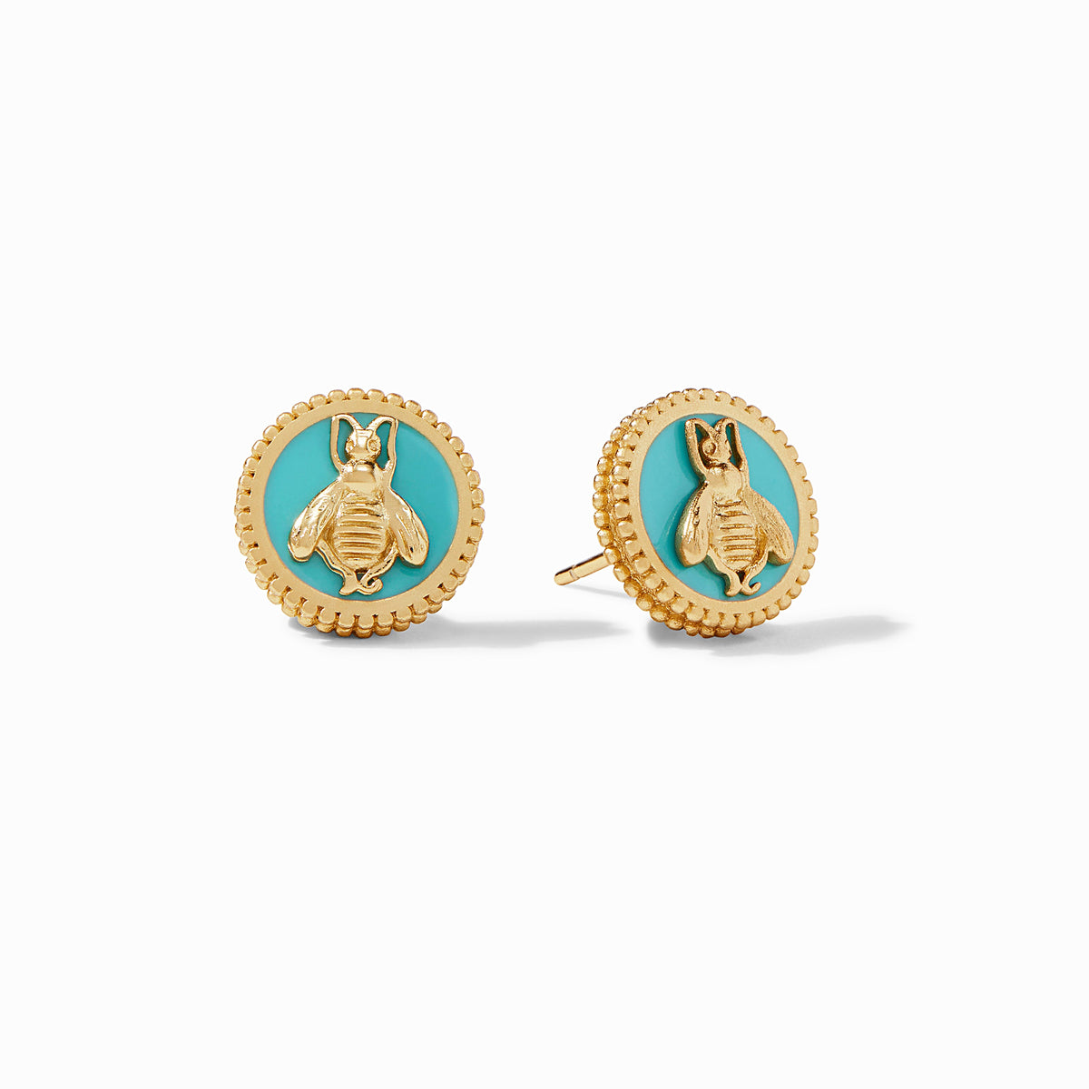 Julie Vos - Bee Cameo Stud, Bahamian Blue Enamel