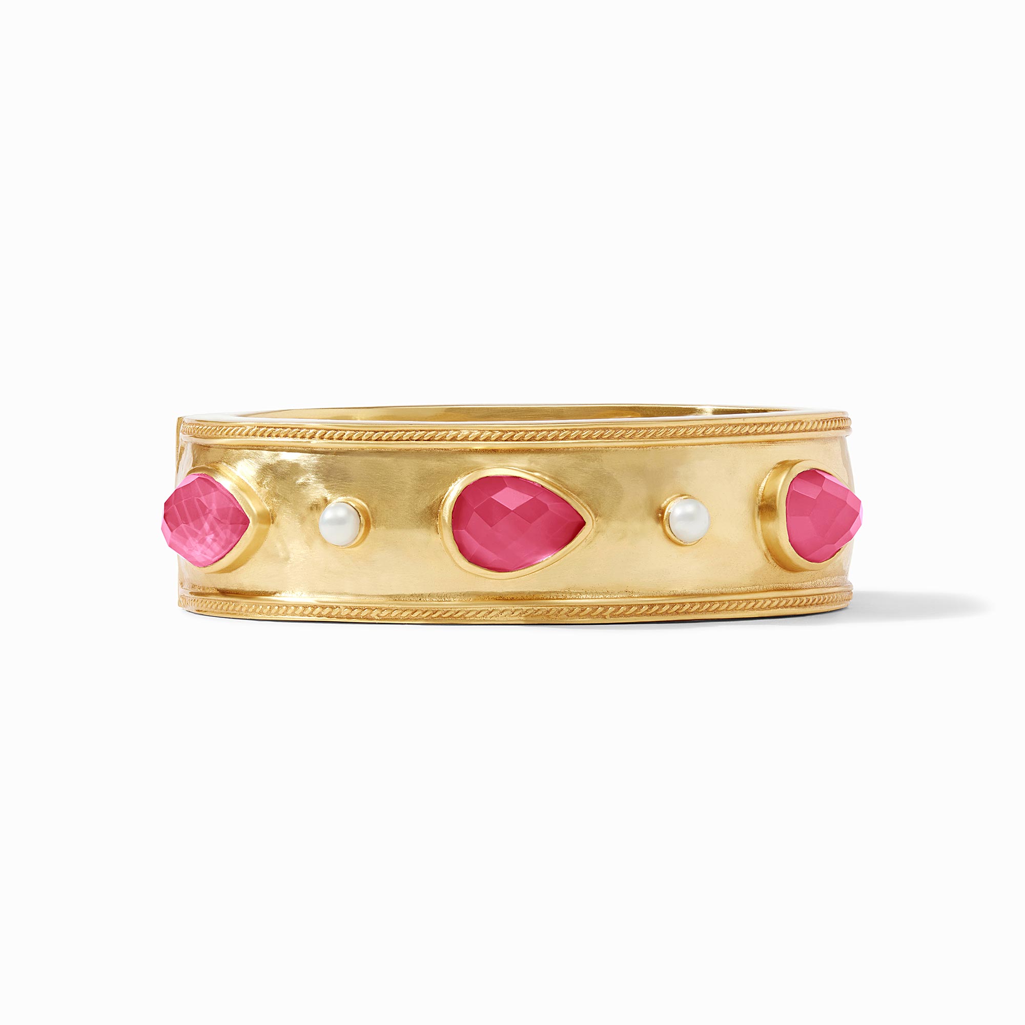 Julie Vos - Cannes Stone Statement Hinge Bangle, Iridescent Raspberry