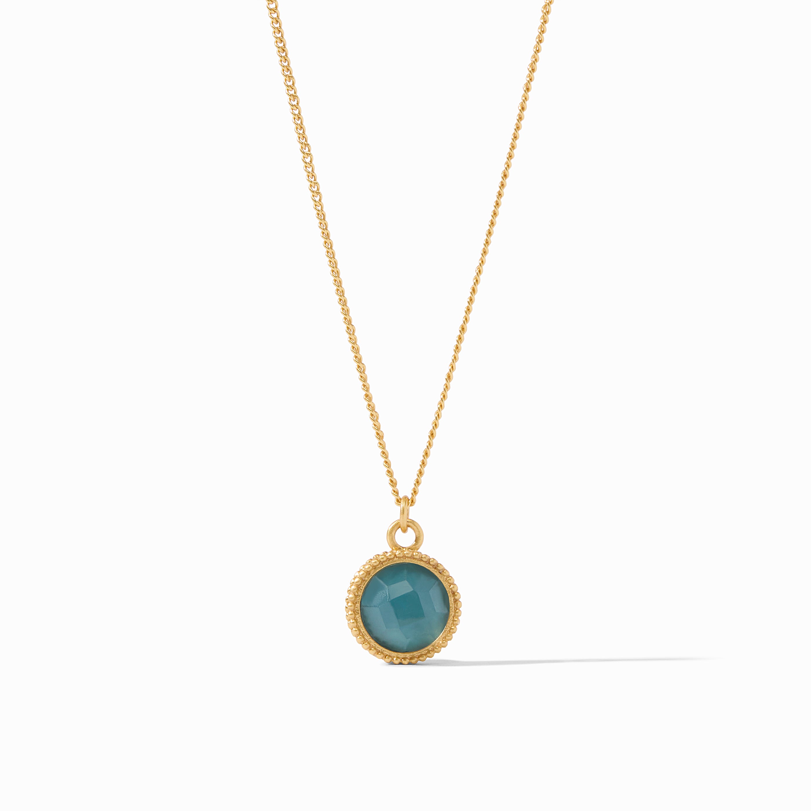 Julie Vos - Fleur-de-Lis Solitaire Necklace, Iridescent Peacock Blue