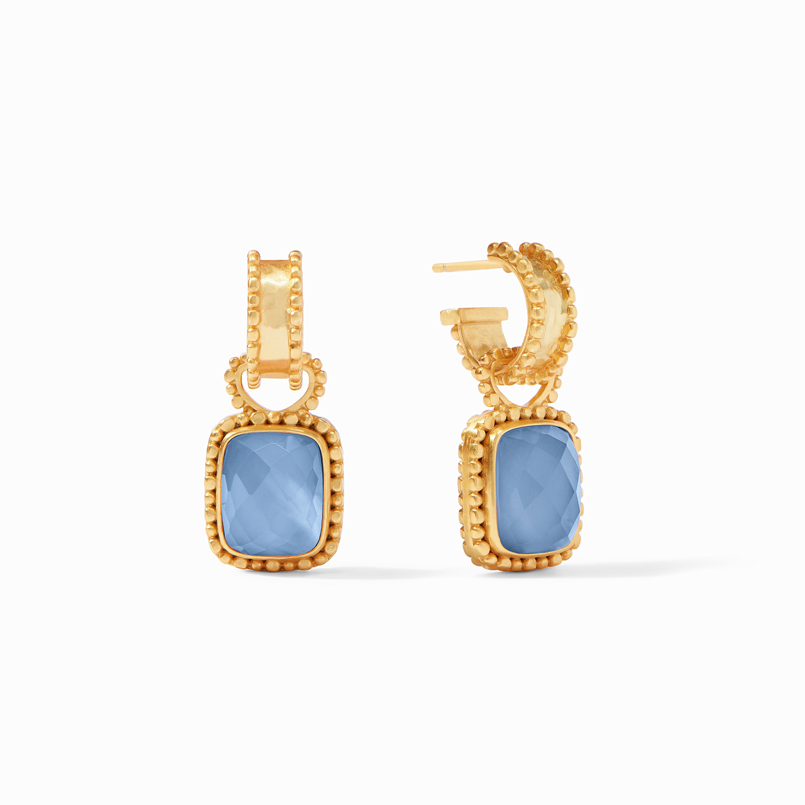 Julie Vos - Marbella Hoop &amp; Charm Earring, Iridescent Chalcedony Blue