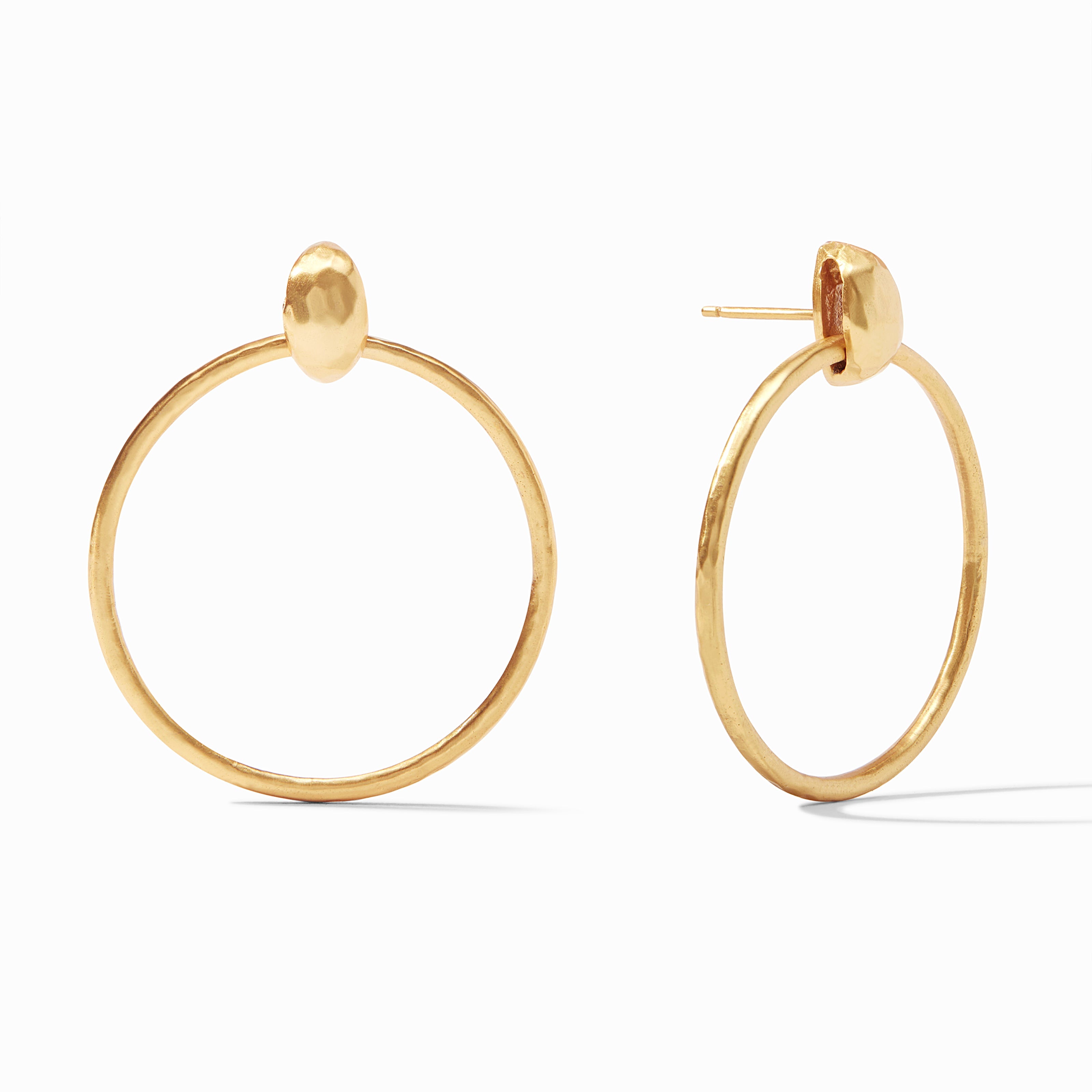 10K Real Gold Hammered Hoop Earrings For Women – JewelHeart